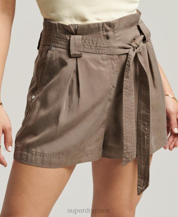 Superdry femmes short paperbag du désert D64Z3091 vêtements kaki