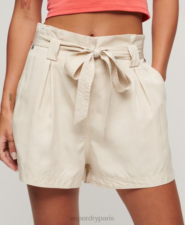 Superdry femmes short paperbag du désert D64Z3106 vêtements beige