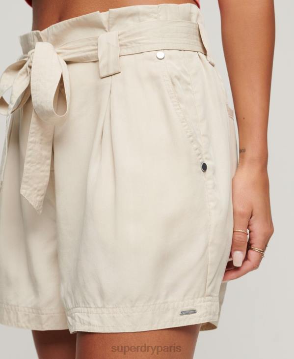 Superdry femmes short paperbag du désert D64Z3106 vêtements beige