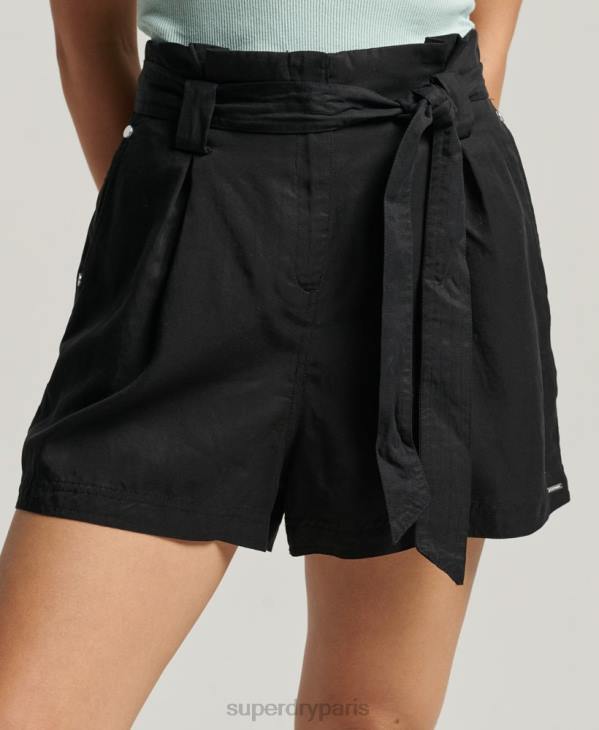 Superdry femmes short paperbag du désert D64Z3154 vêtements noir