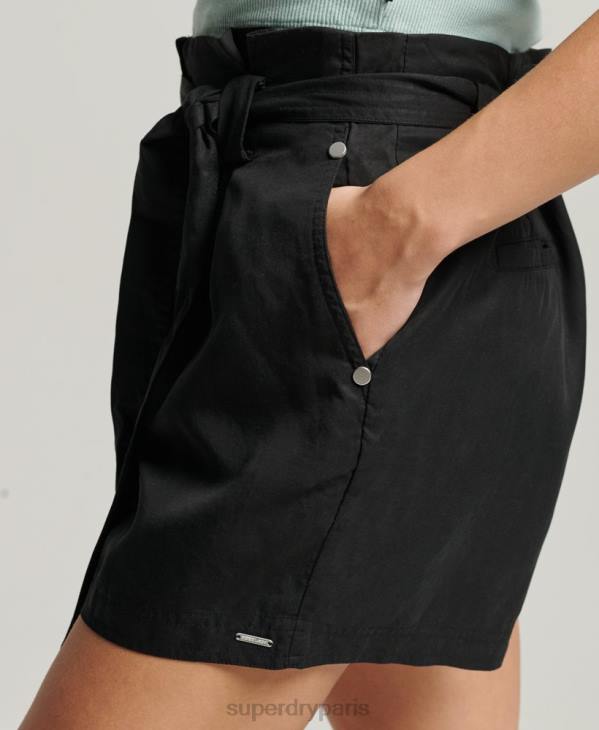 Superdry femmes short paperbag du désert D64Z3154 vêtements noir