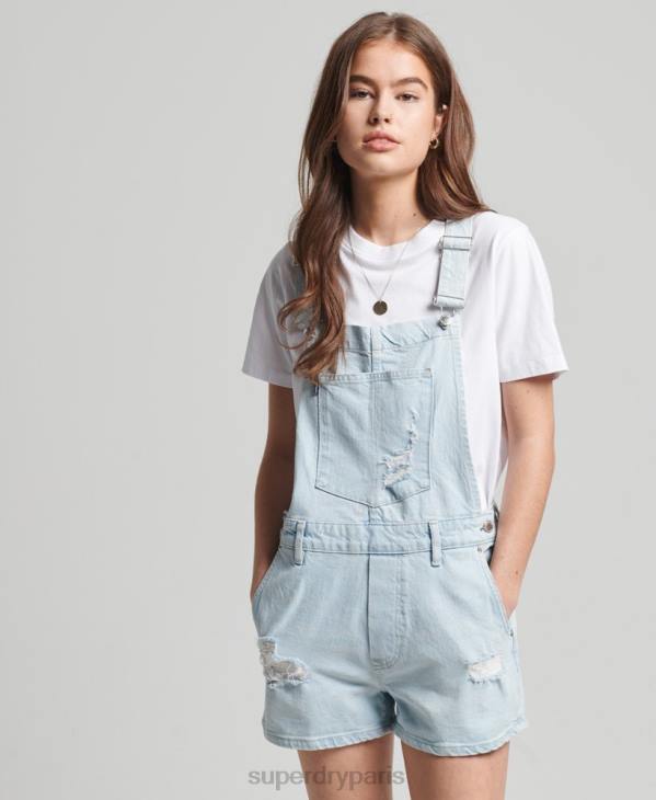 Superdry femmes short salopette vintage D64Z4099 vêtements bleu clair