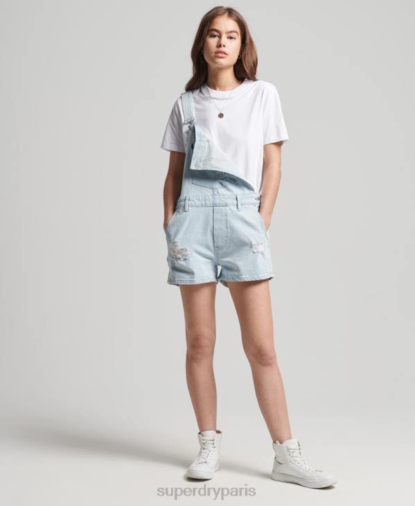 Superdry femmes short salopette vintage D64Z4099 vêtements bleu clair