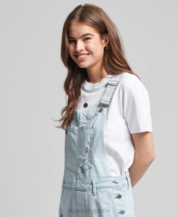 Superdry femmes short salopette vintage D64Z4099 vêtements bleu clair