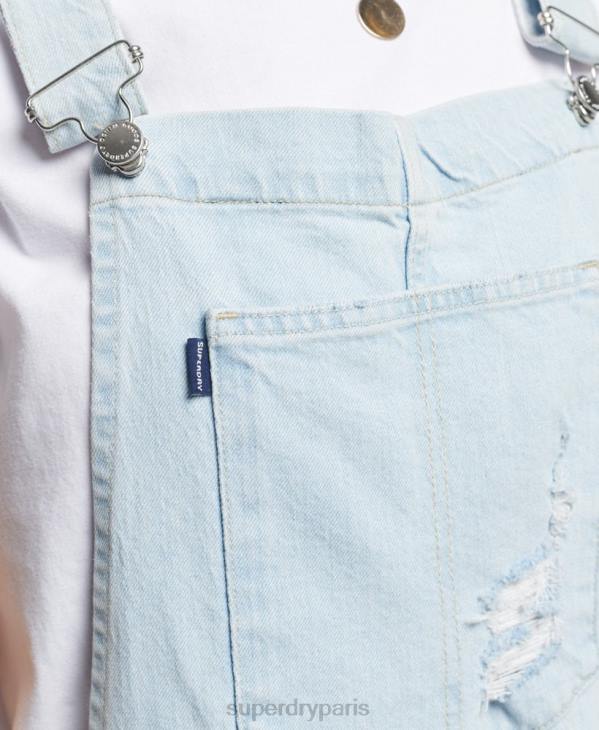 Superdry femmes short salopette vintage D64Z4099 vêtements bleu clair