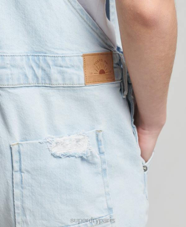 Superdry femmes short salopette vintage D64Z4099 vêtements bleu clair