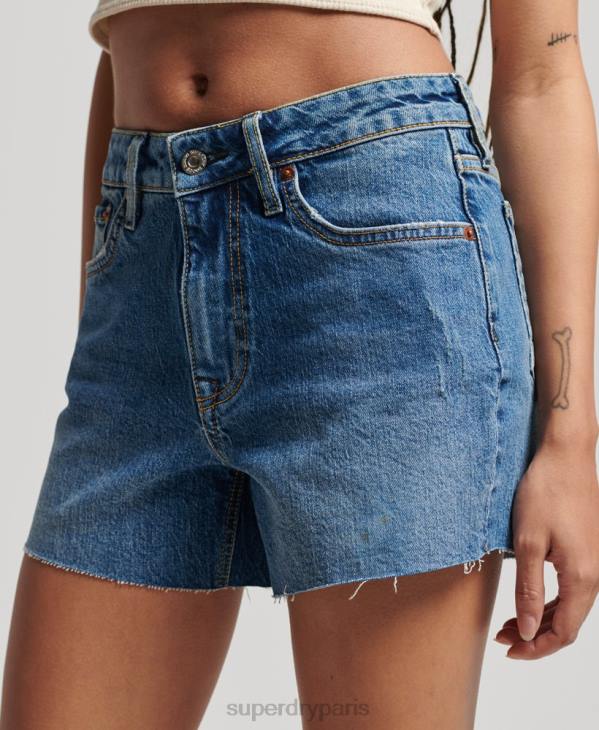 Superdry femmes short slim taille mi-haute D64Z2146 vêtements bleu