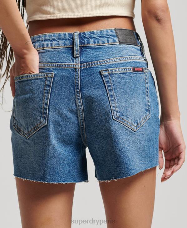 Superdry femmes short slim taille mi-haute D64Z2146 vêtements bleu