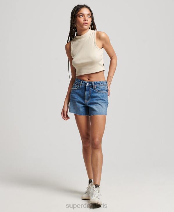 Superdry femmes short slim taille mi-haute D64Z2146 vêtements bleu