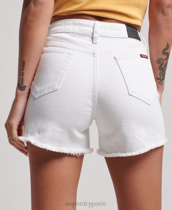 Superdry femmes short slim taille mi-haute D64Z2153 vêtements blanc