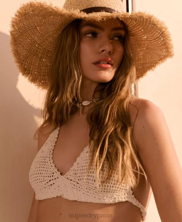 Superdry femmes bralette dos nu au crochet D64Z2929 vêtements crème