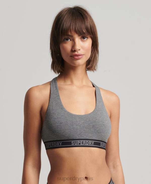 Superdry femmes brassière courte en coton bio D64Z4316 vêtements gris foncé