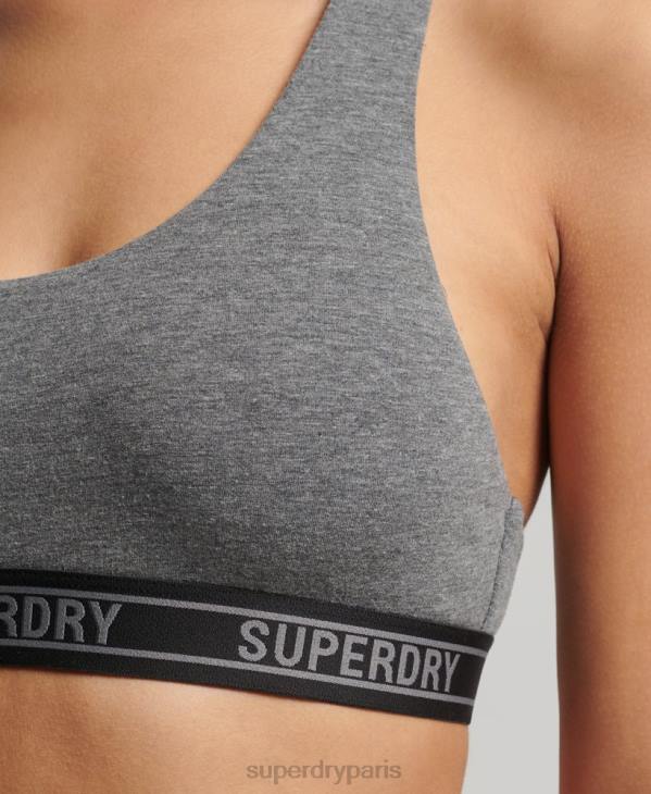 Superdry femmes brassière courte en coton bio D64Z4316 vêtements gris foncé