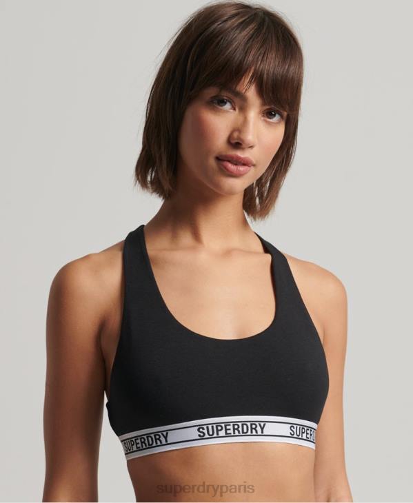 Superdry femmes brassière courte en coton bio D64Z4338 vêtements noir