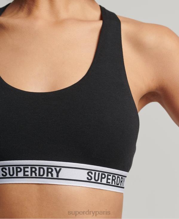 Superdry femmes brassière courte en coton bio D64Z4338 vêtements noir