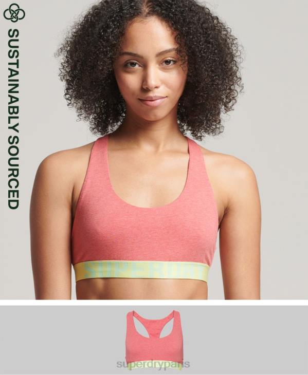 Superdry femmes brassière courte en coton bio avec grand logo D64Z4214 vêtements corail