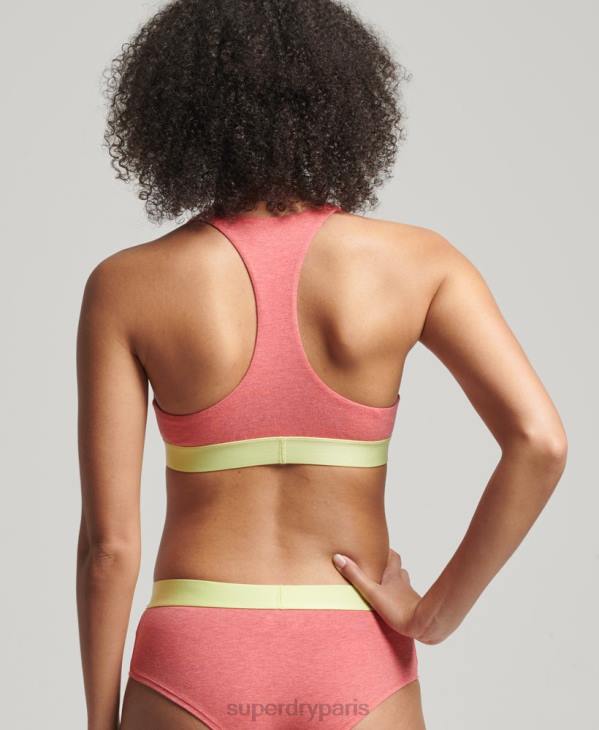 Superdry femmes brassière courte en coton bio avec grand logo D64Z4214 vêtements corail