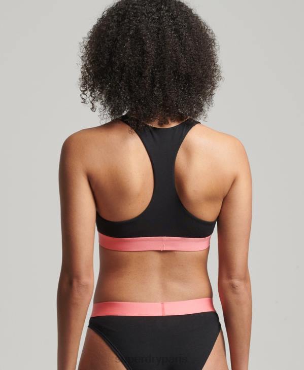 Superdry femmes brassière courte en coton bio avec grand logo D64Z4219 vêtements noir