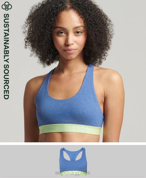 Superdry femmes brassière courte en coton bio avec grand logo D64Z4277 vêtements bleu