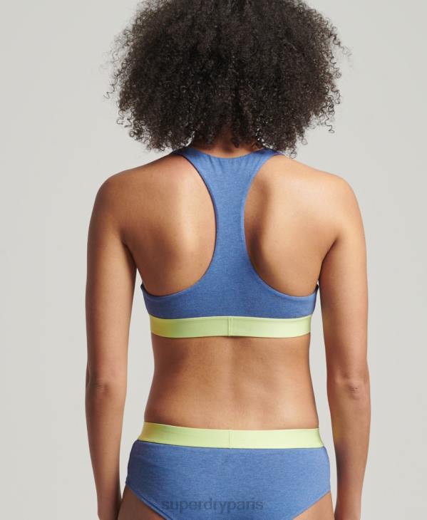 Superdry femmes brassière courte en coton bio avec grand logo D64Z4277 vêtements bleu