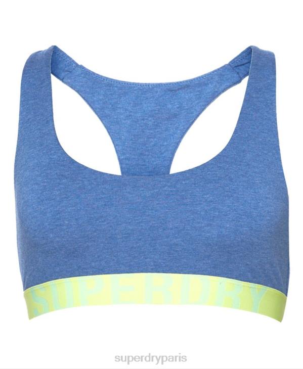 Superdry femmes brassière courte en coton bio avec grand logo D64Z4277 vêtements bleu