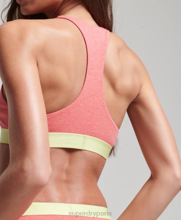 Superdry femmes brassière courte en coton bio avec grand logo D64Z4278 vêtements corail