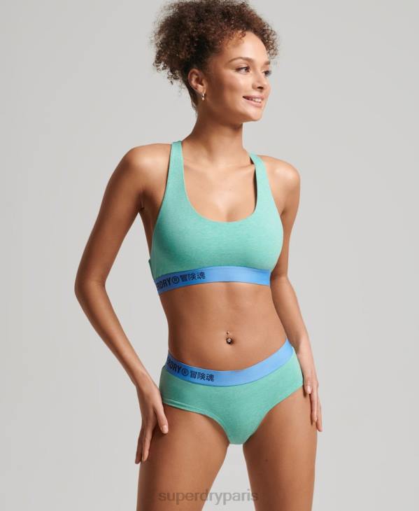 Superdry femmes brassière courte en coton bio à logo décalé D64Z6545 vêtements vert