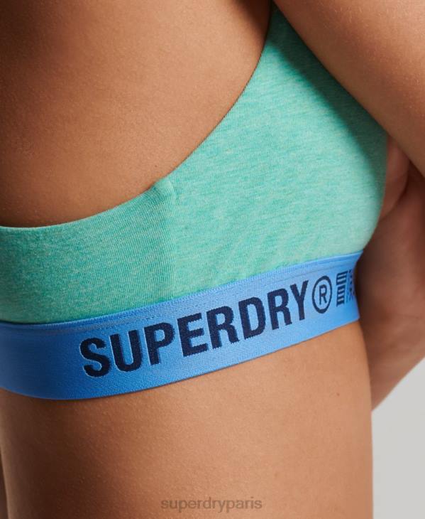 Superdry femmes brassière courte en coton bio à logo décalé D64Z6545 vêtements vert