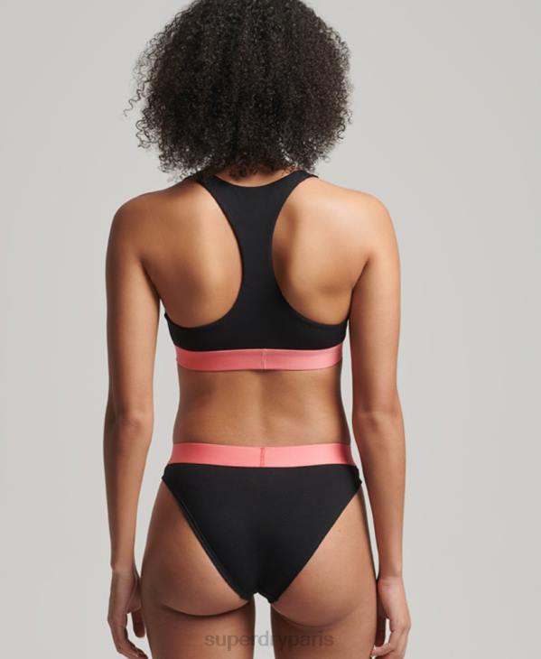 Superdry femmes slip de bain en coton bio à grand logo D64Z4220 vêtements noir