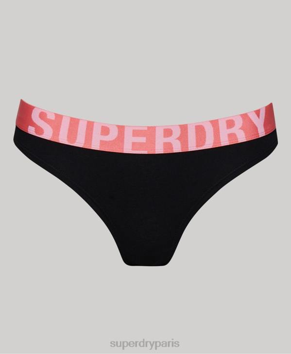 Superdry femmes slip de bain en coton bio à grand logo D64Z4220 vêtements noir
