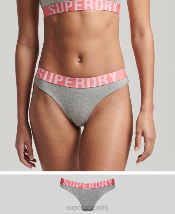 Superdry femmes slip de bain en coton bio à grand logo D64Z6561 vêtements gris clair