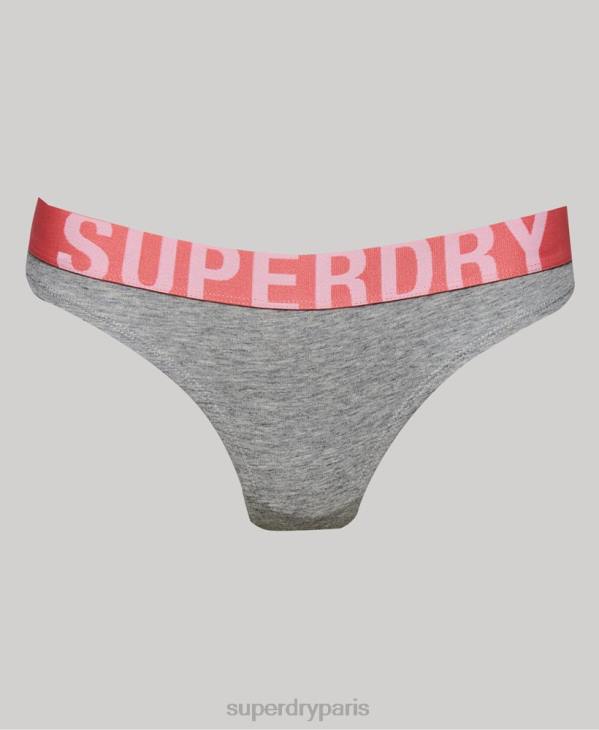 Superdry femmes slip de bain en coton bio à grand logo D64Z6561 vêtements gris clair