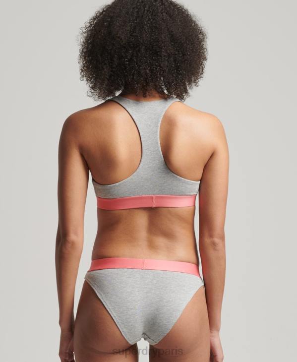 Superdry femmes slip de bain en coton bio à grand logo D64Z6561 vêtements gris clair