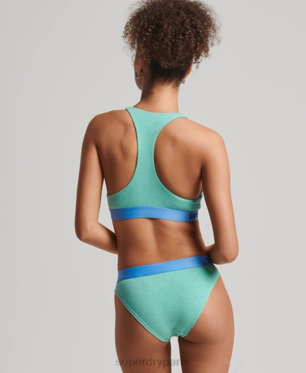 Superdry femmes slip de bain en coton bio à logo décalé D64Z6553 vêtements vert