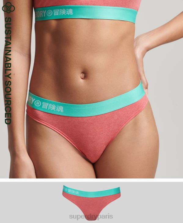 Superdry femmes slip de bain en coton bio à logo décalé D64Z6566 vêtements corail