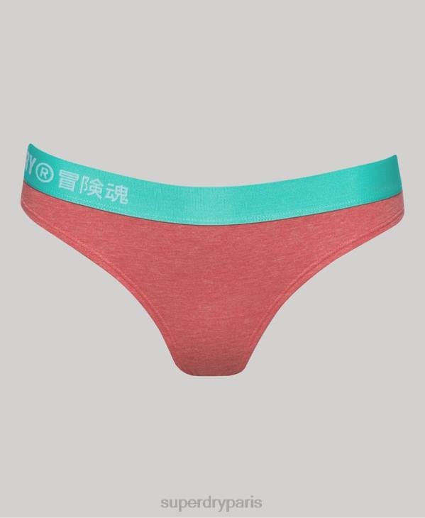Superdry femmes slip de bain en coton bio à logo décalé D64Z6566 vêtements corail