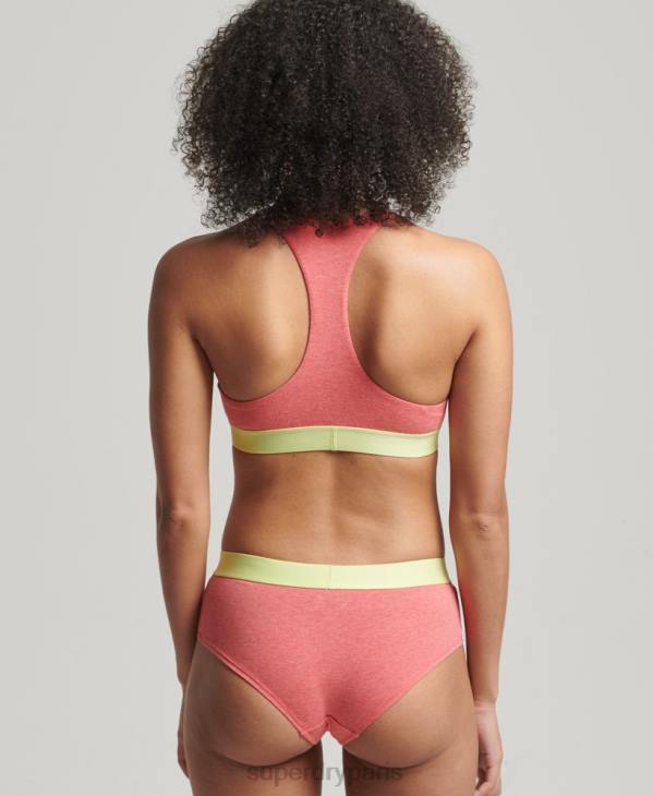 Superdry femmes slip taille basse en coton bio avec grand logo D64Z4319 vêtements corail