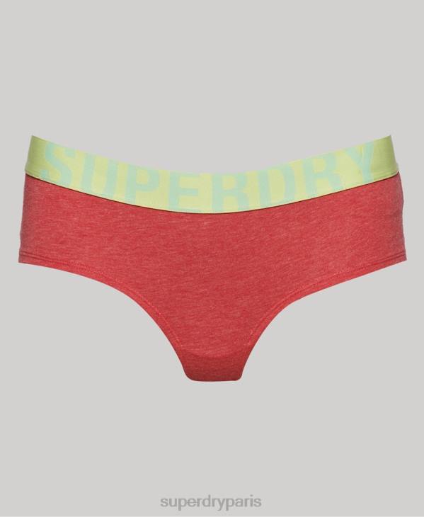 Superdry femmes slip taille basse en coton bio avec grand logo D64Z4319 vêtements corail