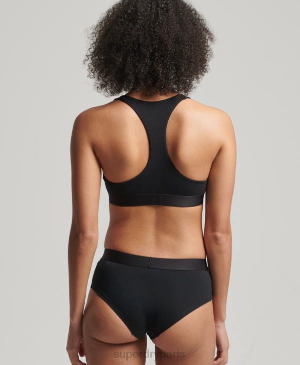 Superdry femmes slip taille basse en coton bio avec grand logo D64Z6554 vêtements noir