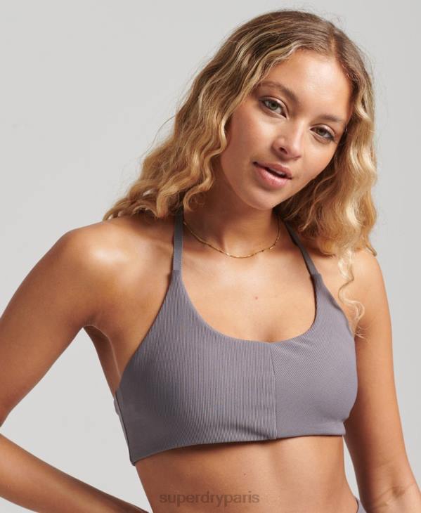 Superdry femmes soutien-gorge asymétrique flex à faible impact D64Z6338 vêtements gris foncé