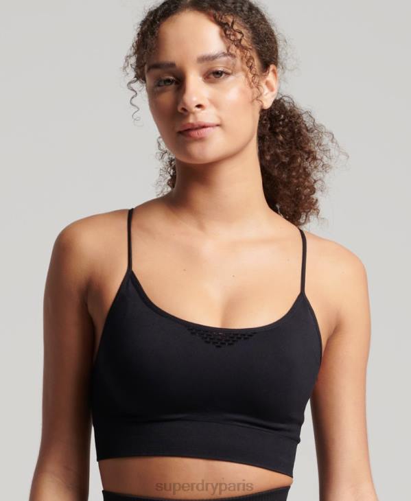 Superdry femmes soutien-gorge de sport à contour sans couture D64Z4204 vêtements noir