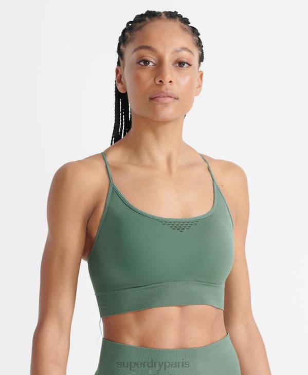 Superdry femmes soutien-gorge de sport à contour sans couture D64Z6351 vêtements kaki