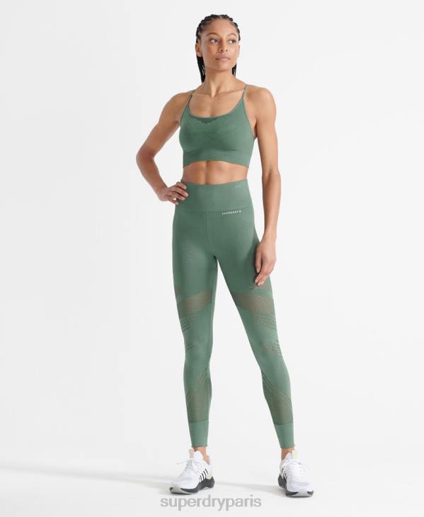 Superdry femmes soutien-gorge de sport à contour sans couture D64Z6351 vêtements kaki