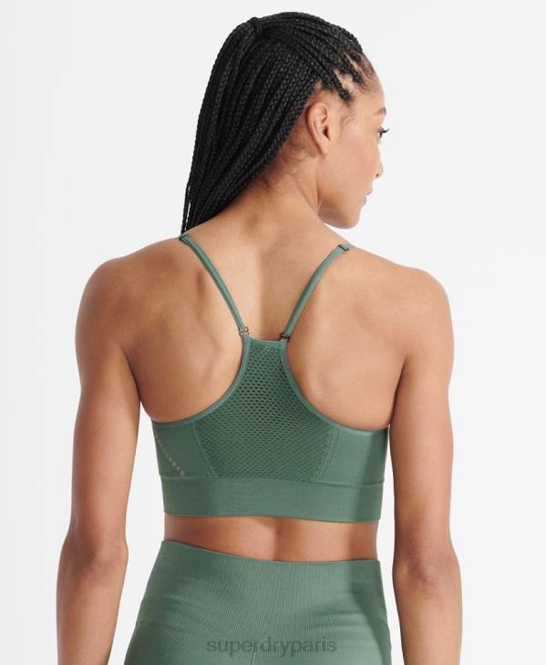 Superdry femmes soutien-gorge de sport à contour sans couture D64Z6351 vêtements kaki