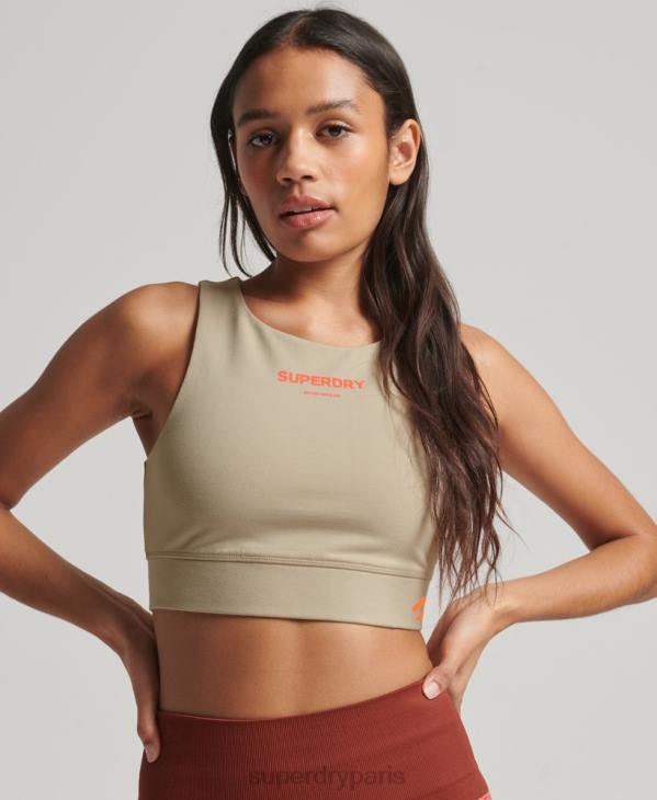 Superdry femmes soutien-gorge de sport en coton biologique D64Z4175 vêtements beige