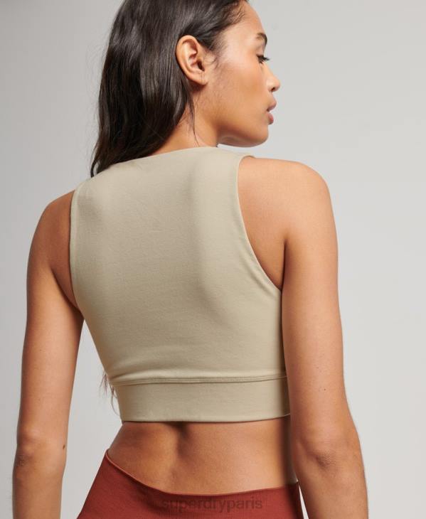 Superdry femmes soutien-gorge de sport en coton biologique D64Z4175 vêtements beige