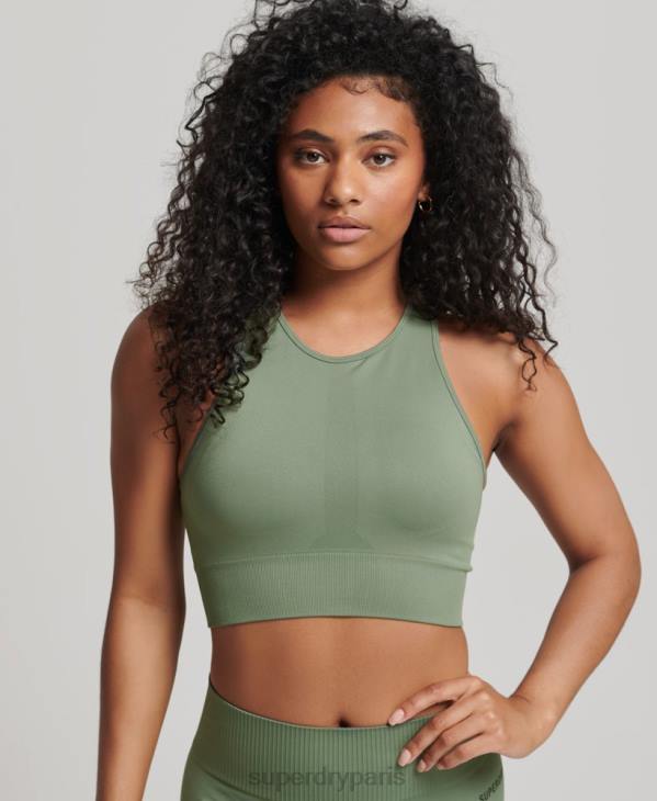Superdry femmes soutien-gorge à impact moyen sans couture core D64Z4169 vêtements vert
