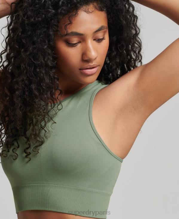 Superdry femmes soutien-gorge à impact moyen sans couture core D64Z4169 vêtements vert