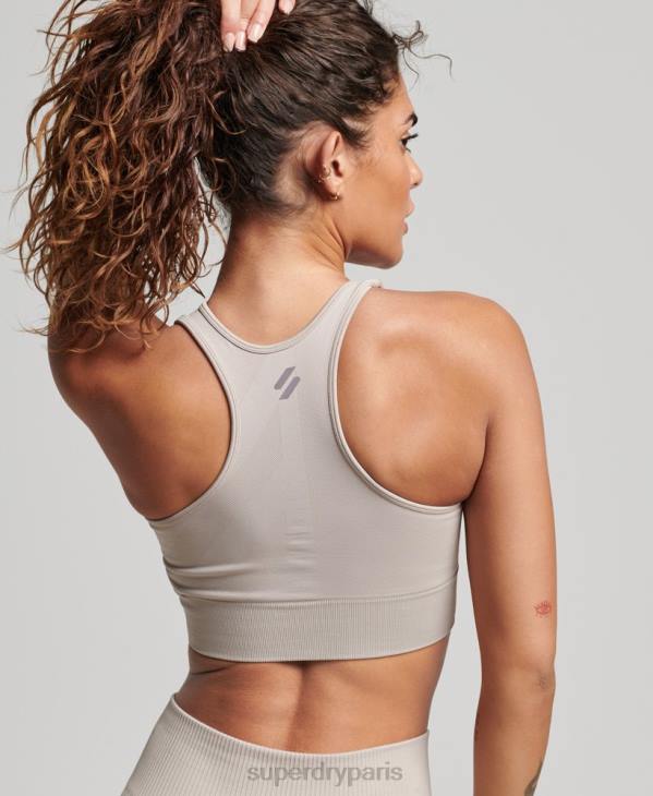 Superdry femmes soutien-gorge à impact moyen sans couture core D64Z4174 vêtements beige