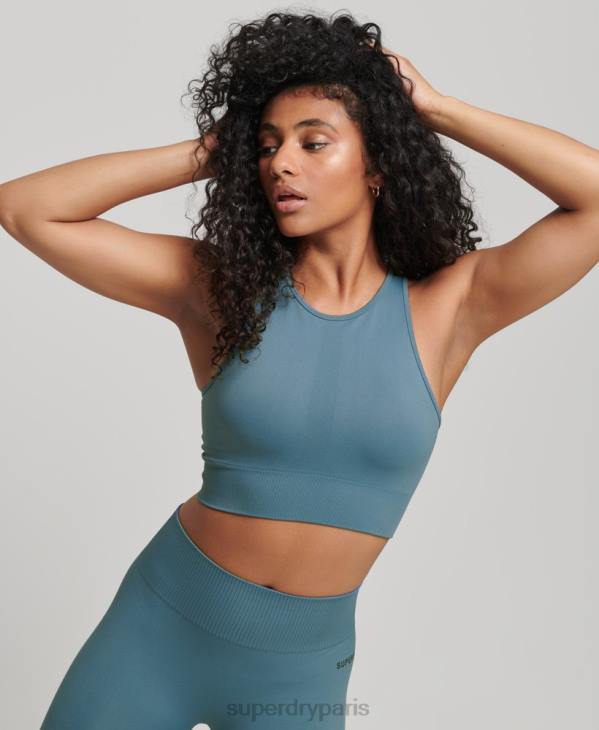 Superdry femmes soutien-gorge à impact moyen sans couture core D64Z4178 vêtements bleu